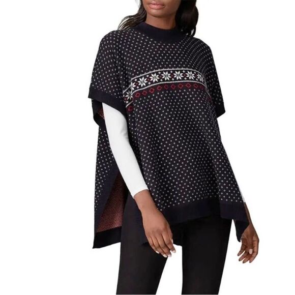 Draper JamesNassau Navy Multi Knit Sweater Fairsle Cape NWT size L - Picture 1 of 11